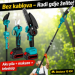 Aku set alata 3u1 – pila, makaze i teleskopski štap 2 m